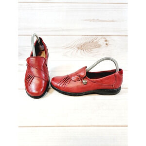 Cobb Hill by New Balance Paulette Leather Flat Burgandy Loafer Shoes Wo's 6.5W